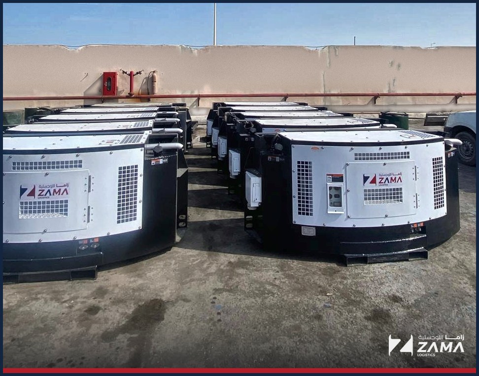 Zama reefer genset units lined up at the port, keeping refrigerated containers powered